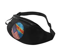 Retro America and Congo Flag Casual Fanny Pack Men's and Women's Leisure Sports Waist Bag Sports Day Exercise Gift