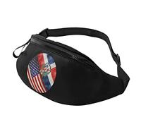 Retro America and Dominican Flag Casual Fanny Pack Men's and Women's Leisure Sports Waist Bag Sports Day Exercise Gift