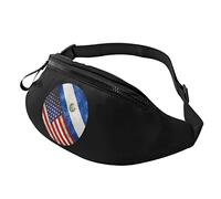 Retro America and El Salvador Flag Casual Fanny Pack Men's and Women's Leisure Sports Waist Bag Sports Day Exercise Gift