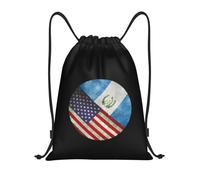 Retro America And Guatemalan Flag Sports String Backpack Foldable Drawstring Pe Bags Design Gym Bag For Yoga Gym Shopping 39X46Cm
