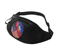Retro America and Haitian Flag Casual Fanny Pack Men's and Women's Leisure Sports Waist Bag Sports Day Exercise Gift