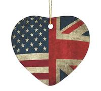 Retro American And The Union Jack Flag Christmas Decorations Heart Shaped Xmas Hanging Ornament for Christmas Tree Party