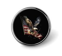 Retro American Flag Eagle Round Brooch Pin Badge Lapel Tie Pin for Women Men Office Worker Teacher Decor
