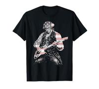 Retro American Flag Overlay Guitar Playing George Washington T-Shirt