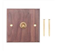 Retro American Industrial Style Light Switch Socket, Solid Wood Brass Toggle Plate, Antique Home Stay Switch(1)