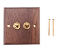 Retro American Industrial Style Light Switch Socket, Solid Wood Brass Toggle Plate, Antique Home Stay Switch(2)