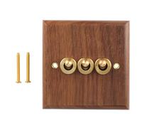 Retro American Industrial Style Light Switch Socket, Solid Wood Brass Toggle Plate, Antique Home Stay Switch(3)