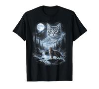 Retro American Shorthair Cat Moon 90s Bootleg Meme Cats Value Graphic T-Shirt, Men, Black, M