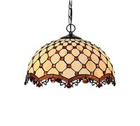 Retro American Style Warm Decorative Chandelier,For Living Room Dining Room Kitchen Bedroom Balcony Bay Window Porch Front Chandelier,E27 European Style Bead Curtain Chandelier-Color tiffany 40*22cm