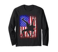Retro American Wrestling USA Flag Wrestler Boy Long Sleeve T-Shirt