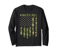Retro American Wrestling USA Flag Wrestler Boy Long Sleeve T-Shirt
