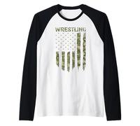 Retro American Wrestling USA Flag Wrestler Boy Raglan Baseball Tee