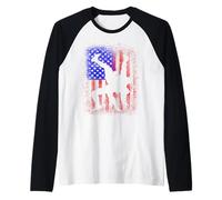 Retro American Wrestling USA Flag Wrestler Boy Raglan Baseball Tee