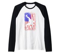 Retro American Wrestling USA Flag Wrestler Boy Raglan Baseball Tee