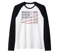 Retro American Wrestling USA Flag Wrestler Boy Raglan Baseball Tee