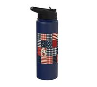 Retro Americana Star Flag Pattern Red White Blue Patriotic Stainless Steel Insulated Water Bottle