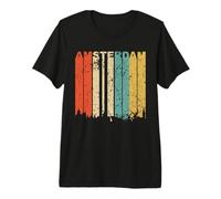 Retro Amsterdam Netherlands Downtown Skyline Distressed Premium T-Shirt