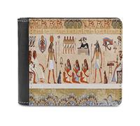 Retro Ancient Egypt Egyptian Temples Gods and Pharaohs Murals Leather Bifold Wallet Coin Purse Soft Stylish Credit Pass Case Card-Holder for Boy Girl Men Woman Money Storage