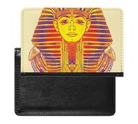 Retro Ancient Egypt Egyptian Temples Gold Gods and Pharaohs Murals Women's Passport Protector, Men's Passport Protector, PU Travel Passport Protector for Women Men Worker 5.8 x 3.9 x 0.4 inch