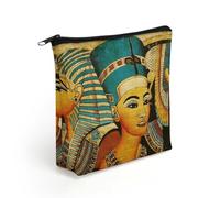 Retro Ancient Egyptian Art Travel Makeup Bag Toiletry Cosmetic Pouch Aesthetic Organizer Pencil Case Pen Holder 8.3 X 7.5 Inch