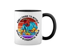 Retro and I Think to Myself What a Wonderful Weld Hot rods Worldwide White Coffee Mug with Black Rim & Handle