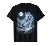Retro Andalusian Horse Moon 90s Bootleg Meme Farm Horses Value Graphic T-Shirt, Men, Black, S