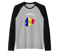 Retro Andorra Distressed Andorra Flag Map Raglan Baseball Tee