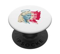 Retro Angel Demon Duality Woman Face Vintage Pop Art PopSockets Adhesive PopGrip
