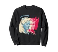 Retro Angel Demon Duality Woman Face Vintage Pop Art Sweatshirt