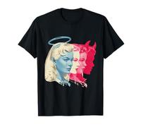 Retro Angel Demon Duality Woman Face Vintage Pop Art T-Shirt