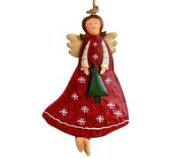 Retro Angel Ornaments - Iron 12 x 7 cm | Hanging Angel Pendant Rustic Vintage Decor | Metal Country Style Christmas Decoration for Tree, Wall and Door