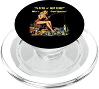 Retro Angler To Fish or Not To Fish Humorous Fisherman's PopSockets PopGrip for MagSafe