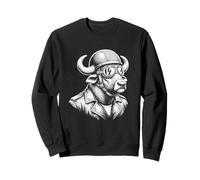Retro Animal Biker Buffalo Motorcycle Rider Sweatshirt