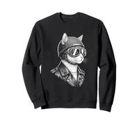 Retro Animal Biker Cat Motorcycle Rider Sweatshirt