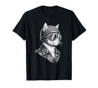 Retro Animal Biker Cat Motorcycle Rider T-Shirt