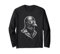 Retro Animal Biker Crow Motorcycle Rider Long Sleeve T-Shirt