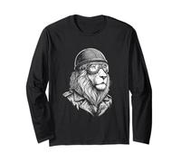 Retro Animal Biker Lion Motorcycle Rider Long Sleeve T-Shirt