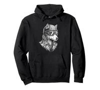 Retro Animal Biker Wolf Motorcycle Rider Pullover Hoodie