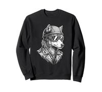 Retro Animal Biker Wolf Motorcycle Rider Sweatshirt