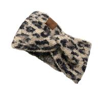 Retro Animal Print Headwear Knit Fabric Soft Warm Comfortable Cold Weather Hair Accessory for Various Occasion Leopard Knit Hairband