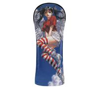 Retro Anime Girl 80s Golf Club Head Cover Set Premium Leather Headcovers with Number Tags for Woods and Driver Fairway Hybrid