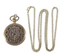 Retro Antique Bronze Spiderweb Pattern Pocket Watch Quartz Clock Necklace Pendant