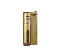 Retro antique lighter, windproof cold lighter soft flame kerosene lighter old-fashioned nostalgic kerosene lighter transparent oil tank grinding wheel retro World War II fuel (without fuel)(Gold)