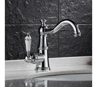 Retro Antique Style 360° Swivel Chrome Brass Bathroom Sink Faucet Single Handle Mixer Tap Classic Washbasin Tap Elegant Design for Modern and Vintage Bathrooms