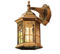 Retro Antique Vintage Lantern Lamp Wall Light Porch Patio Outdoor Wall Lamp Retro E27 Exterior metal glass Wall Sconces aluminum Waterproof for courtyard Balcony garage hallway corridor, Golden