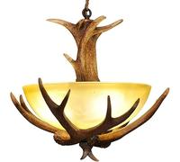 Retro Antler Chandelier, Vintage Faux Resin Antler Wood Lighting, Countryside Farmhouse Deer Horn Ceiling Light Fixture for Kitchen Island Bar C3-Light