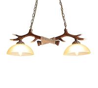 Retro Antlers Chandelier Lighting, 2-Light Antler Finish Rustic Resin Chandelier, for Living Dining Bedroom Bar Cafe Ceiling Chandelie Comfortable Anniversary