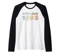 Retro April 1993 Birthday 33 Years Old Awesome Since 1993 Raglan Baseball Tee