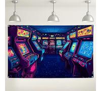 Retro Arcade Game Room Backdrop, Neon Pixel Art Vintage Arcade Decorations, Indoor Photo Booth Background for Gaming Events, Cosplay Party Supplies 71x43 Inch