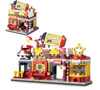 Retro Arcade House Building Blocks Set, 925 PCS Foldable Vintage Arcade Building Kit, Creative Mini House Architecture Bricks Model Toys, Home Office Decor Gift for Adults and Teens